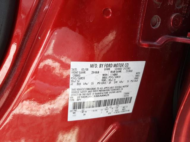 Photo 10 from auction – 2008 FORD EDGE LIMIT with VIN 2FMDK39CX8BA89625