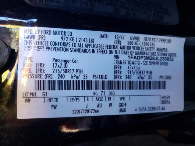 Photo 10 from auction – 2018 FORD FOCUS SEL with VIN 1FADP3M29JL230832