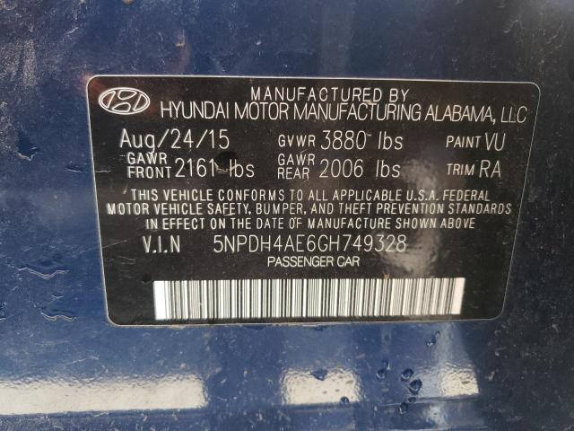 Photo 10 from auction – 2016 HYUNDAI ELANTRA SE with VIN 5NPDH4AE6GH749328