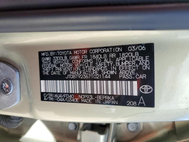 Photo 10 from auction – 2007 TOYOTA YARIS with VIN JTDBT923671021144