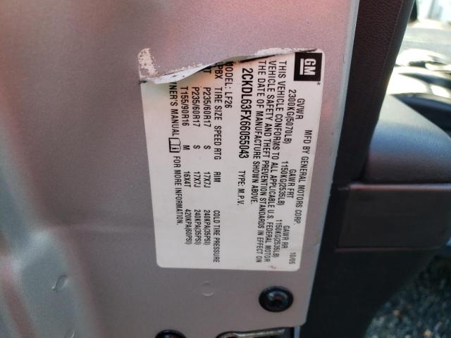 Photo 10 from auction – 2006 PONTIAC TORRENT with VIN 2CKDL63FX66055043