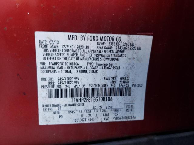 Photo 10 from auction – 2014 FORD TAURUS LIM with VIN 1FAHP2F81EG108106