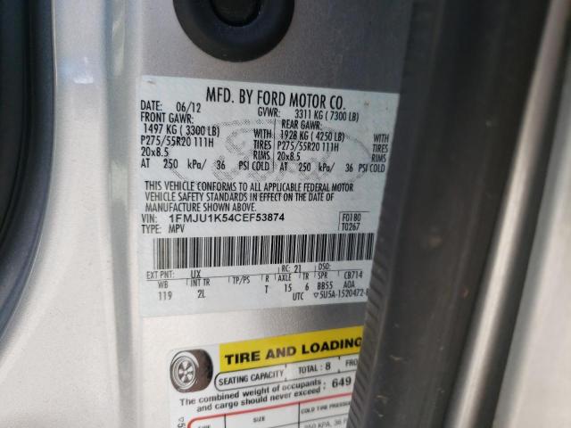 Photo 10 from auction – 2012 FORD EXPEDITION with VIN 1FMJU1K54CEF53874
