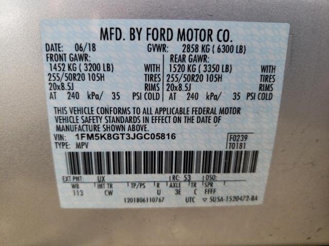 Photo 10 from auction – 2018 FORD EXPLORER S with VIN 1FM5K8GT3JGC05816