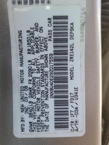 Photo 10 from auction – 2009 TOYOTA COROLLA BA with VIN 1NXBU40E29Z017559