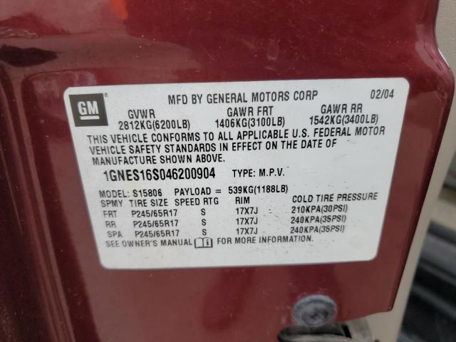 Photo 10 from auction – 2004 CHEVROLET TRAILBLAZE with VIN 1GNES16S046200904