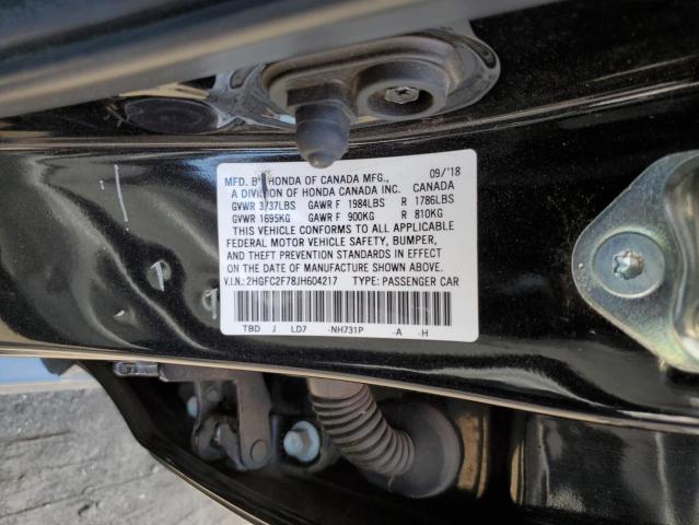 Photo 10 from auction – 2018 HONDA CIVIC EX with VIN 2HGFC2F78JH604217