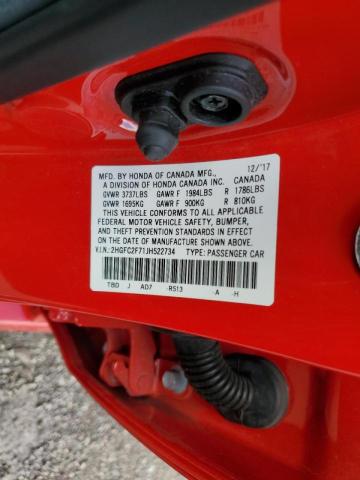 Photo 10 from auction – 2018 HONDA CIVIC EX with VIN 2HGFC2F71JH522734