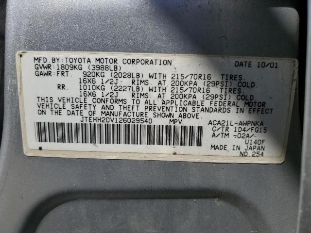 Photo 10 from auction – 2002 TOYOTA RAV4 with VIN JTEHH20V126029540