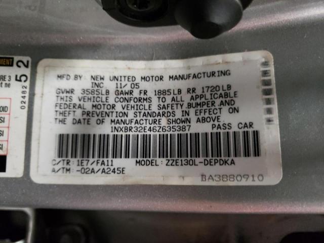 Photo 10 from auction – 2006 TOYOTA COROLLA CE with VIN 1NXBR32E46Z635387