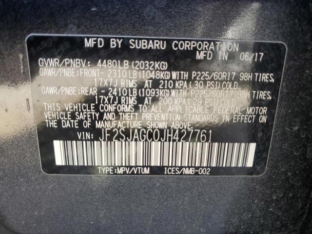 Photo 10 from auction – 2018 SUBARU FORESTER 2 with VIN JF2SJAGC0JH427761