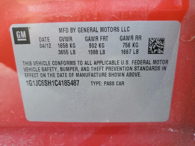 Photo 10 from auction – 2012 CHEVROLET SONIC LT with VIN 1G1JC6SH1C4185487