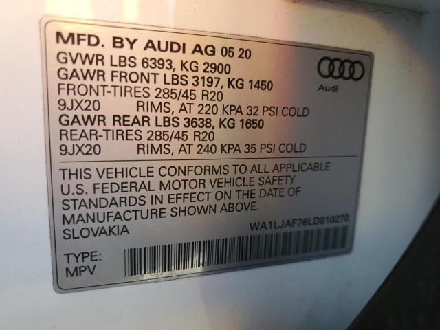 Photo 10 from auction – 2020 AUDI Q7 PREMIUM with VIN WA1LJAF76LD010270