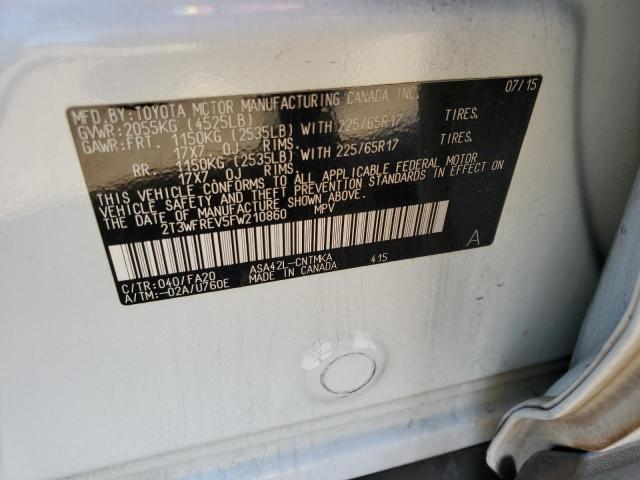 Photo 10 from auction – 2015 TOYOTA RAV4 XLE with VIN 2T3WFREV5FW210860