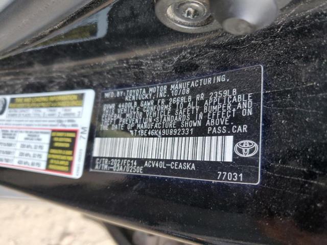 Photo 10 from auction – 2009 TOYOTA CAMRY BASE with VIN 4T1BE46K49U892331