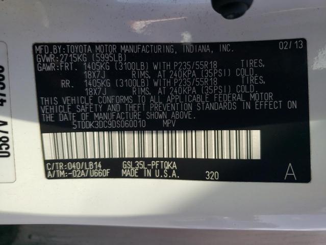 Photo 10 from auction – 2013 TOYOTA SIENNA XLE with VIN 5TDDK3DC9DS060010