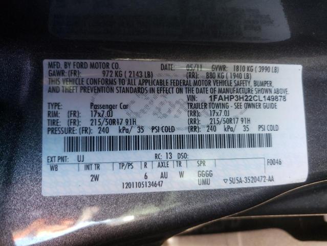 Photo 10 from auction – 2012 FORD FOCUS SEL with VIN 1FAHP3H22CL149878