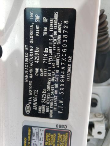 Photo 10 from auction – 2012 KIA OPTIMA EX with VIN 5XXGN4A7XCG038728