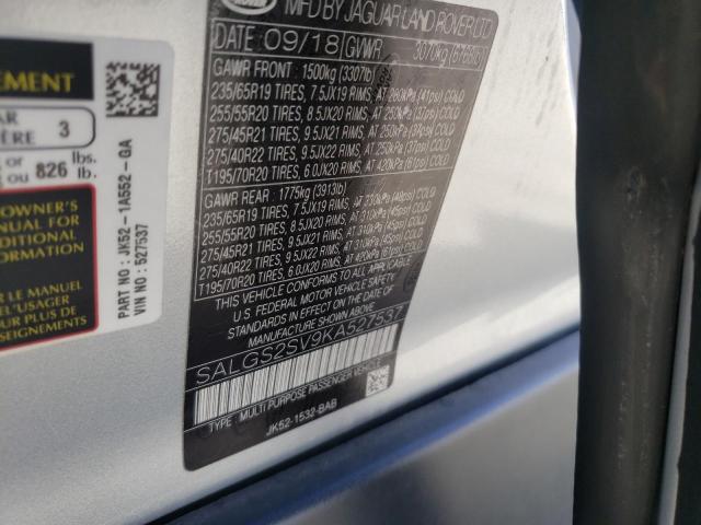 Photo 10 from auction – 2019 LAND ROVER RANGE ROVE with VIN SALGS2SV9KA527537