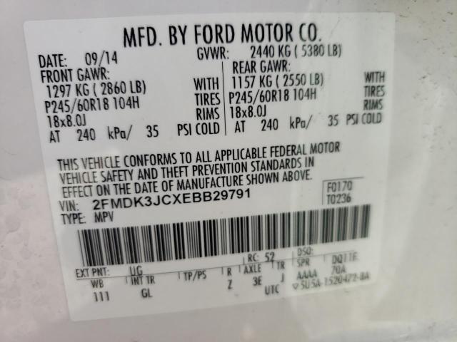 Photo 10 from auction – 2014 FORD EDGE SEL with VIN 2FMDK3JCXEBB29791
