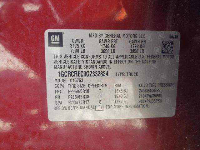 Photo 10 from auction – 2016 CHEVROLET SILVERADO with VIN 1GCRCREC0GZ332824