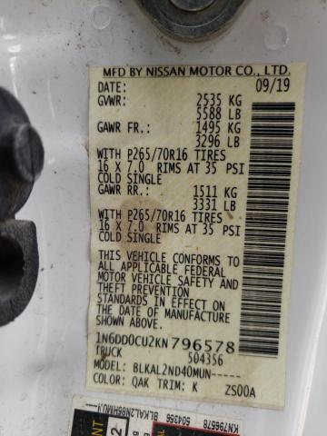 Photo 10 from auction – 2019 NISSAN FRONTIER S with VIN 1N6DD0CU2KN796578