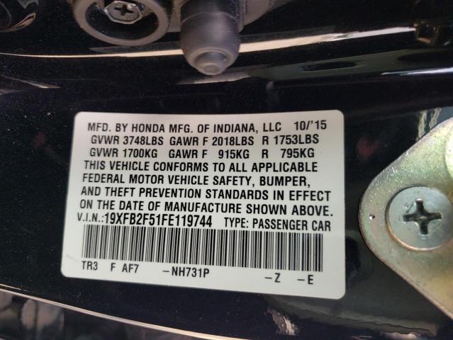 Photo 10 from auction – 2015 HONDA CIVIC LX with VIN 19XFB2F51FE119744