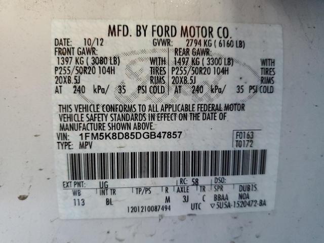 Photo 10 from auction – 2013 FORD EXPLORER X with VIN 1FM5K8D85DGB47857