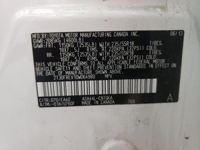 Photo 10 from auction – 2013 TOYOTA RAV4 LIMIT with VIN 2T3DFREV1DW064980
