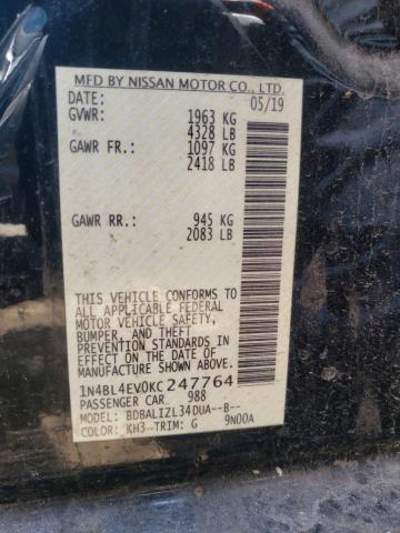 Photo 10 from auction – 2019 NISSAN ALTIMA SL with VIN 1N4BL4EV0KC247764