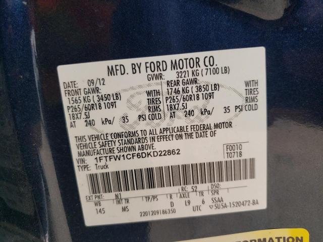 Photo 10 from auction – 2013 FORD F150 SUPER with VIN 1FTFW1CF6DKD22862