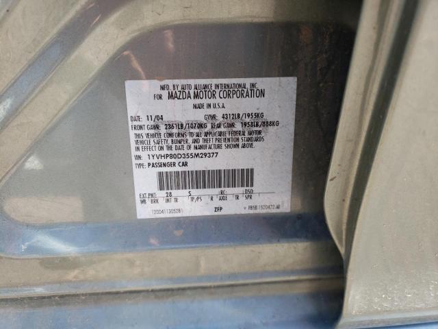 Photo 10 from auction – 2005 MAZDA 6 S with VIN 1YVHP80D355M29377