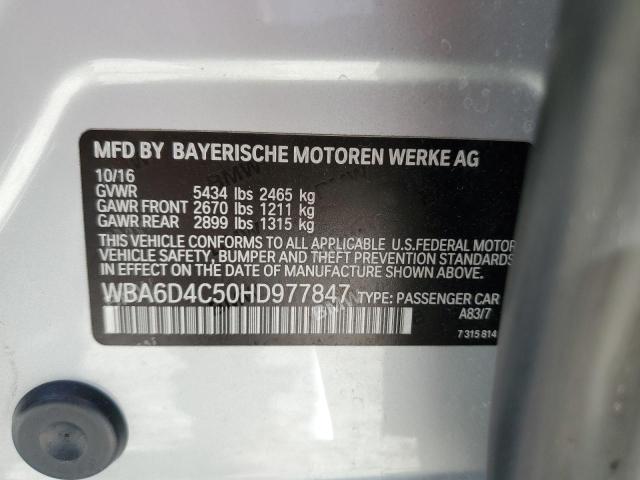 Photo 10 from auction – 2017 BMW 650 I with VIN WBA6D4C50HD977847