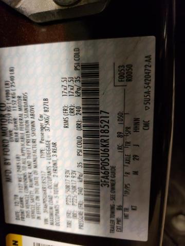 Photo 10 from auction – 2019 FORD FUSION TIT with VIN 3FA6P0SU6KR185217