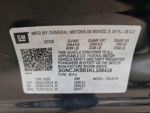 Photo 10 from auction – 2019 CHEVROLET TRAX LS with VIN 3GNCJKSB1KL108418