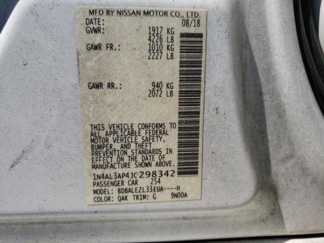 Photo 10 from auction – 2018 NISSAN ALTIMA 2.5 with VIN 1N4AL3AP4JC298342