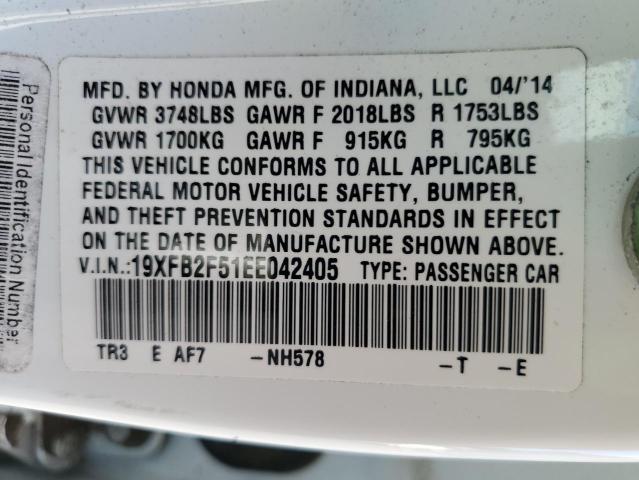 Photo 10 from auction – 2014 HONDA CIVIC LX with VIN 19XFB2F51EE042405