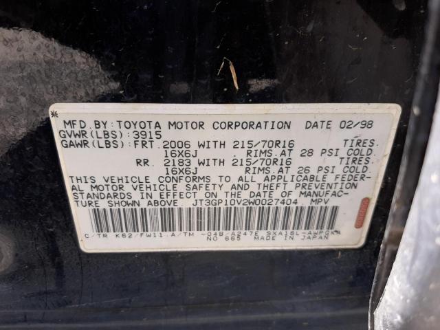 Photo 10 from auction – 1998 TOYOTA RAV4 with VIN JT3GP10V2W0027404