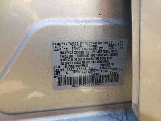 Photo 10 from auction – 2016 NISSAN SENTRA S with VIN 3N1AB7AP4GY286604