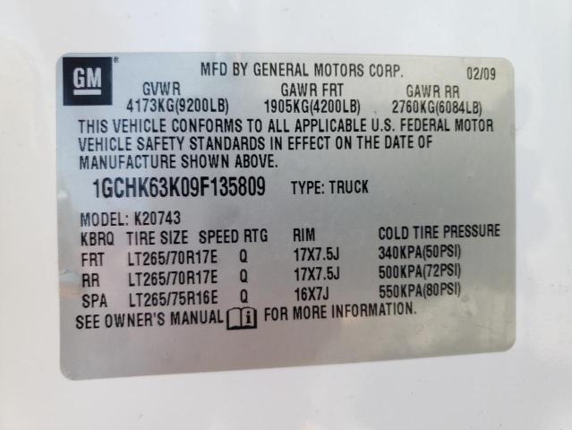 Photo 10 from auction – 2009 CHEVROLET SILVERADO with VIN 1GCHK63K09F135809