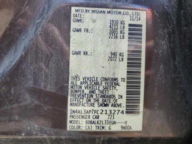 Photo 10 from auction – 2015 NISSAN ALTIMA with VIN 1N4AL3AP7FC213274