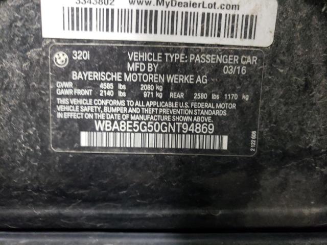 Photo 10 from auction – 2016 BMW 320 XI with VIN WBA8E5G50GNT94869