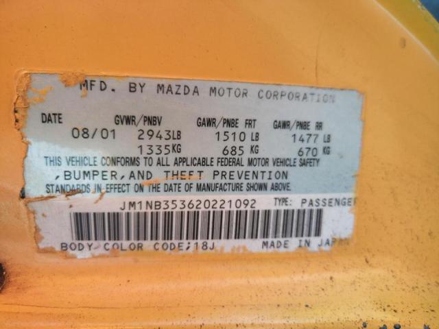 Photo 10 from auction – 2002 MAZDA MX-5 MIATA with VIN JM1NB353620221092