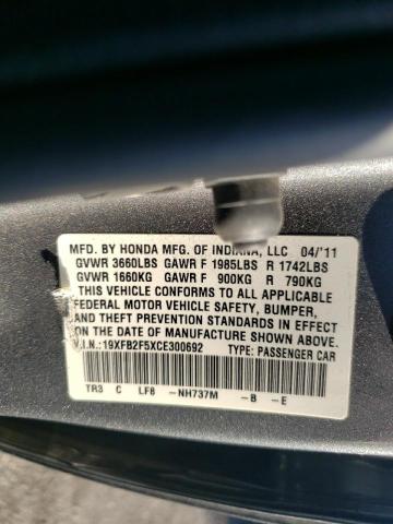 Photo 10 from auction – 2012 HONDA CIVIC LX with VIN 19XFB2F5XCE300692