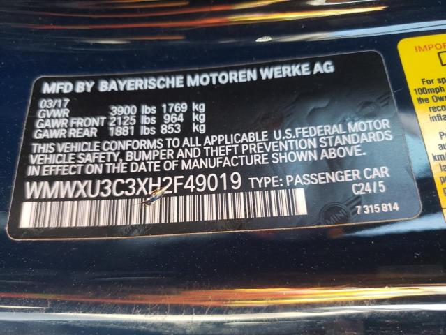 Photo 10 from auction – 2017 MINI COOPER S with VIN WMWXU3C3XH2F49019