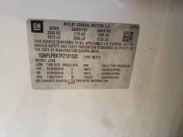 Photo 10 from auction – 2015 CHEVROLET EQUINOX LT with VIN 1GNFLFEK7FZ101322