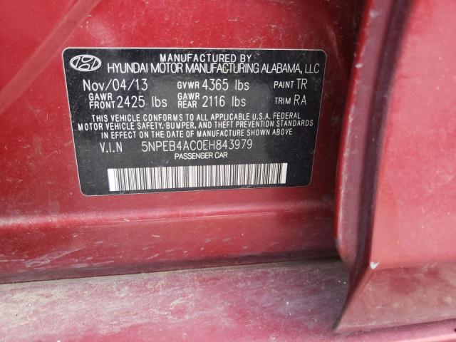 Photo 10 from auction – 2014 HYUNDAI SONATA GLS with VIN 5NPEB4AC0EH843979