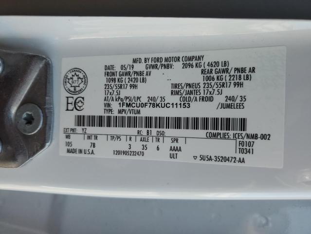 Photo 10 from auction – 2019 FORD ESCAPE S with VIN 1FMCU0F78KUC11153