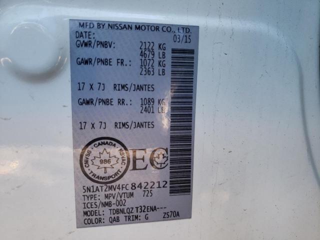 Photo 10 from auction – 2015 NISSAN ROGUE S with VIN 5N1AT2MV4FC842212
