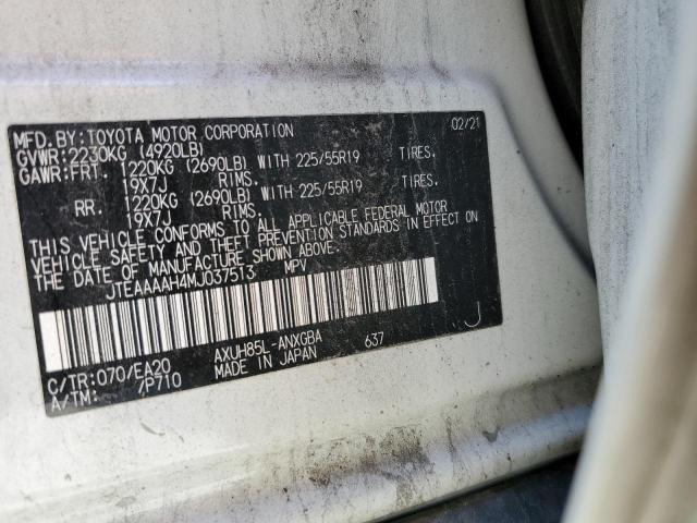 Photo 10 from auction – 2021 TOYOTA VENZA LE with VIN JTEAAAAH4MJ037513